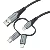 Cabo Vention USB 2.0 A macho para 3-em-1 Micro-B&USB-C&Lightning macho 1M cinzento liga de alumínio