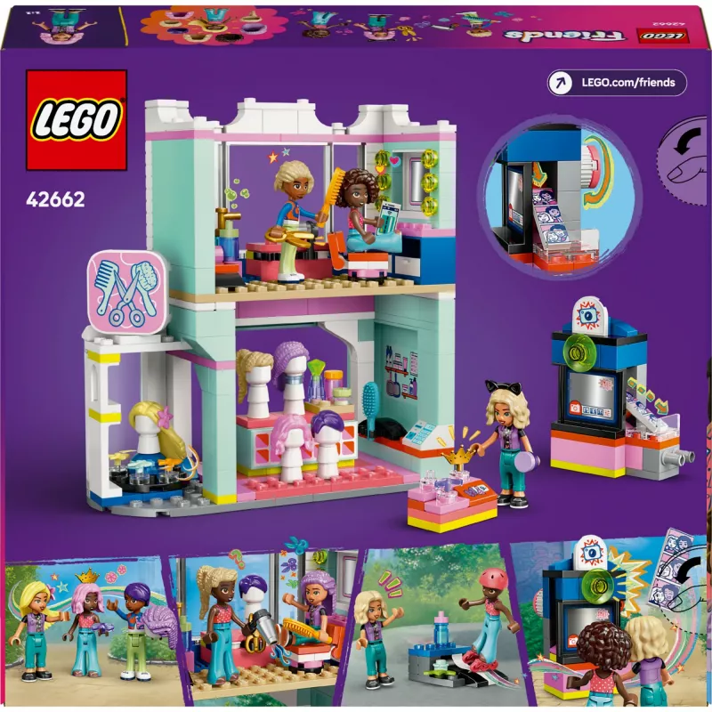 LEGO Friends conjunto de brincar Salão de cabeleireiro e loja de decoração 42662 – mini bonecas, cenário de salão, acessórios