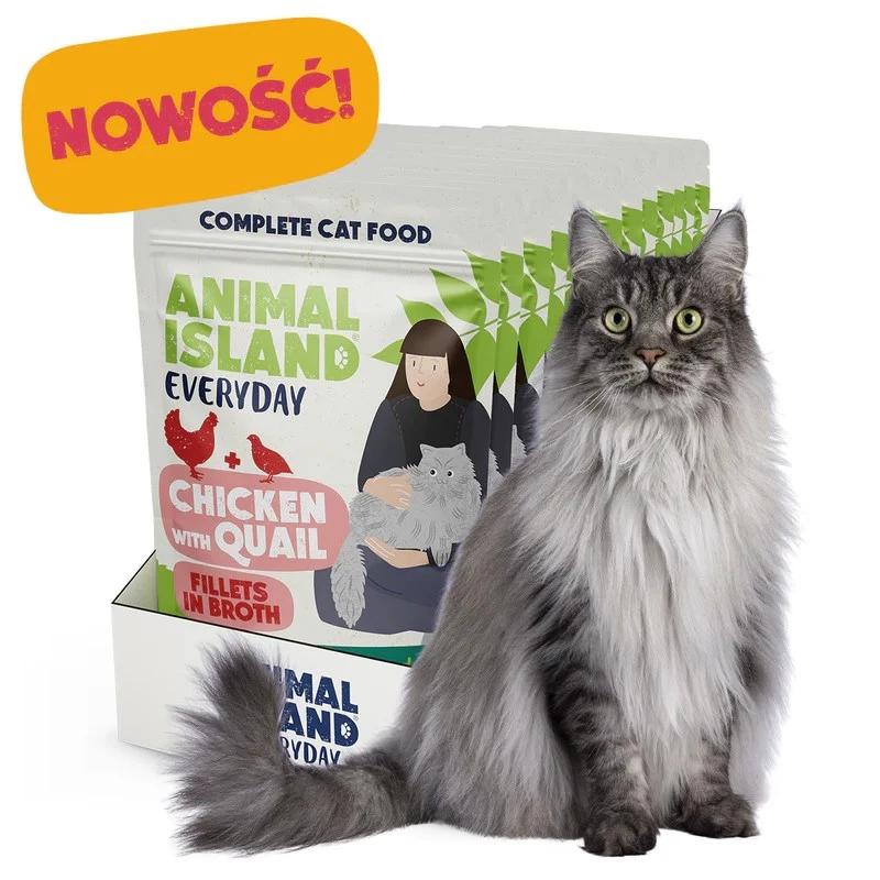 ANIMAL ISLAND frango com filetes de codorniz em caldo - comida húmida para gatos - 12x85g