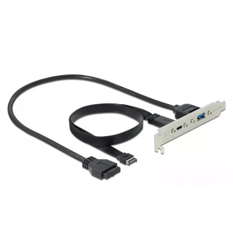 Chapa de slot DeLOCK 89934 com 1 x conector USB Type-C e 1 x conector USB Type-A