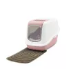 Caixa de areia para gatos com tampa Savic Nestor branco-rosa, bandeja fechada com tampa, 56×39×38,5 cm