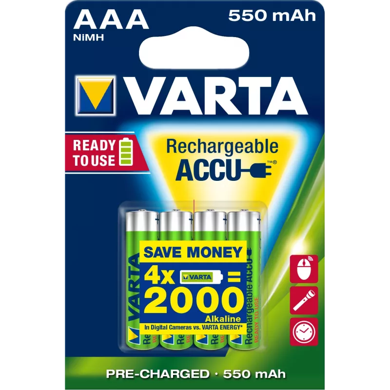 Pilha recarregável Varta Ready2Use HR03 AAA 4 unidades