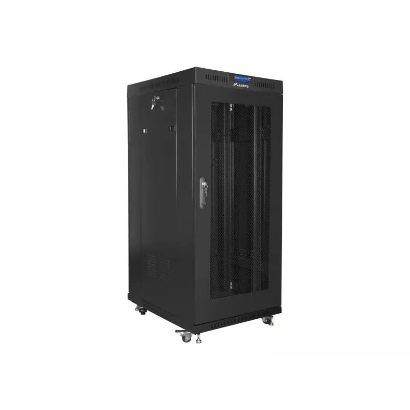 Armário rack 19 27U 600x800 preto, porta perfurada LCD (embalagem plana)