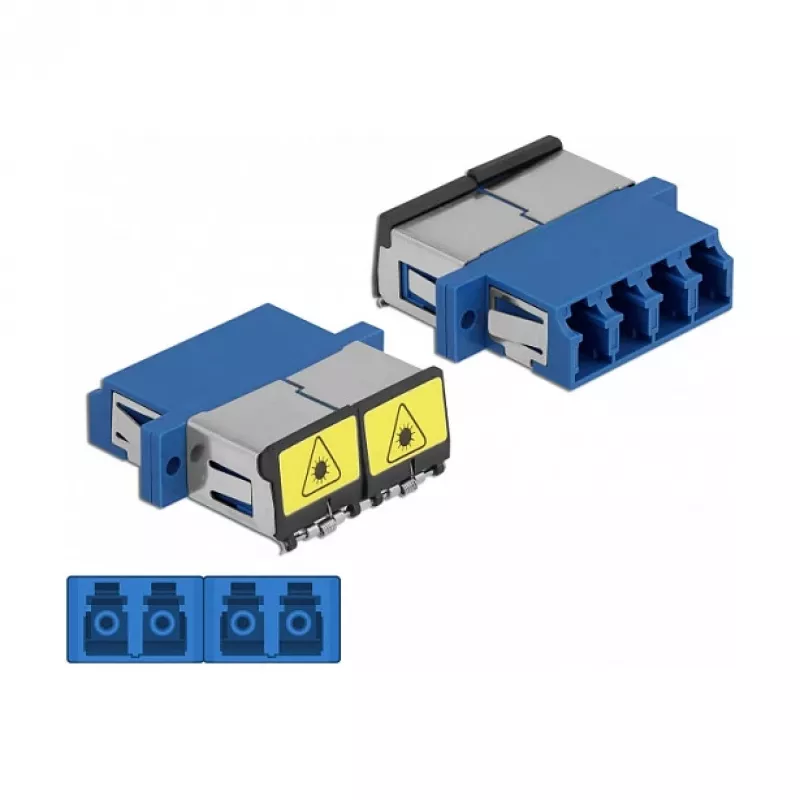 Acoplador de fibra ótica DeLOCK 86903 LC quad fêmea para LC quad fêmea monomodo azul