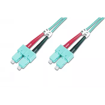 DIGITUS Professional - cabo de patch - SC multimodo (M) a SC multimodo (M) - 2 m - fibra ótica - 50/125 micrómetros - OM3 - isento de halogéneos - água-marinha
