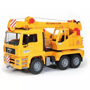 Camião grua BRUDER MAN BR-02754, construção em ABS, amarelo, para crianças a partir dos 4 anos (sem módulo de luz e som)