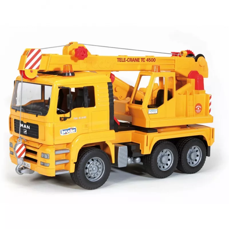 Camião grua BRUDER MAN BR-02754, construção em ABS, amarelo, para crianças a partir dos 4 anos (sem módulo de luz e som)