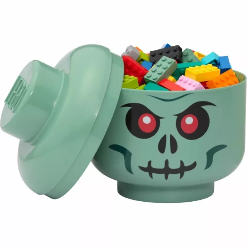 Caixa de arrumação Room Copenhagen LEGO cabeça Skeleton pequena, verde/preto