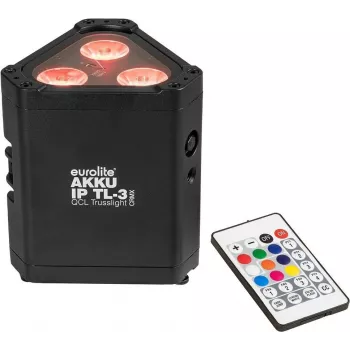 Projetor PAR LED RGBW a pilhas EUROLITE AKKU IP TL-3 QCL com bateria recarregável, projetor portátil com proteção IP