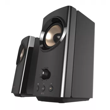 CREATIVE T60 2.0 Altifalantes compactos Hi-Fi para secretária com diálogo claro e surround através do Sound Blaster SmartComms Kit, áudio USB-C, entradas para microfone e headset B