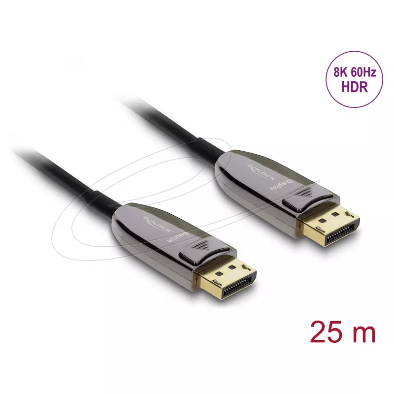 Cabo ótico ativo DisplayPort 2.1 DELOCK 8K 60Hz 40Gbps 25m