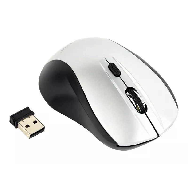 Rato ótico sem fios Gembird MUSW-4B-02-BS, RF, ambidestro, 1600 DPI, 4 botões, prateado/preto