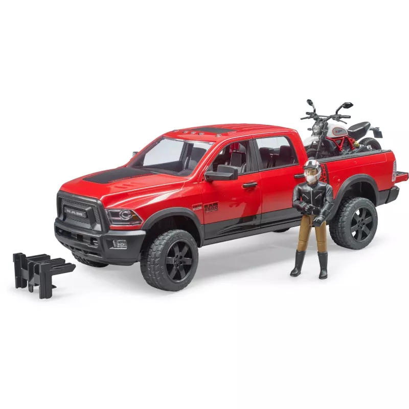 Dodge RAM 2500 Power Wagon com atrelado e mota Ducati 02502 BRUDER