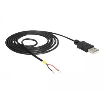 Cabo Delock USB2.0 ficha Type-A > 2 extremidades de cabo abertas - 1,5 m - preto (85664)