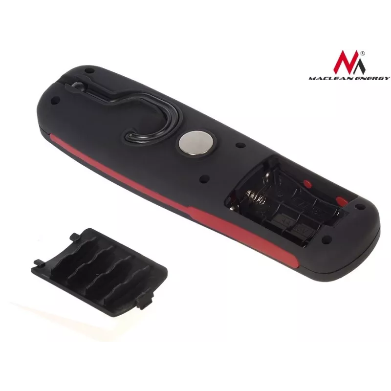 Lanterna de oficina MACLEAN MCE03 — 24 LEDs, base magnética e gancho, a pilhas (3×AAA)