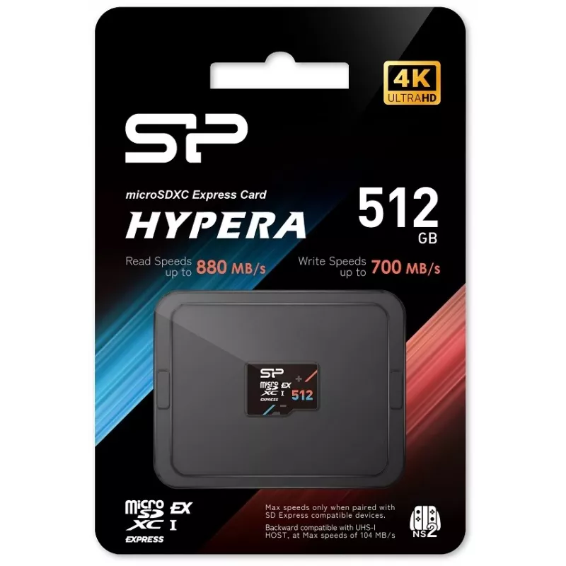 Cartão de memória microSDXC Silicon Power Hypera microSDXC Express 512 GB — UHS-I U3, V30, A1, Class 10
