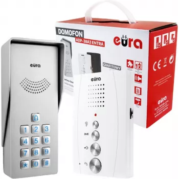 Intercomunicador com fios Eura ADP-38A3 ENTRA branco – ligação de 2 fios