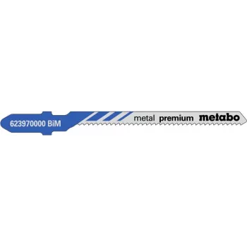 Lâmina de serra de vaivém Metabo 623970000, bimetal, para chapa, comprimento de trabalho 57 mm, passo de dentes 1,5 mm, espessura máxima de corte 1,25 mm, 5 unid.
