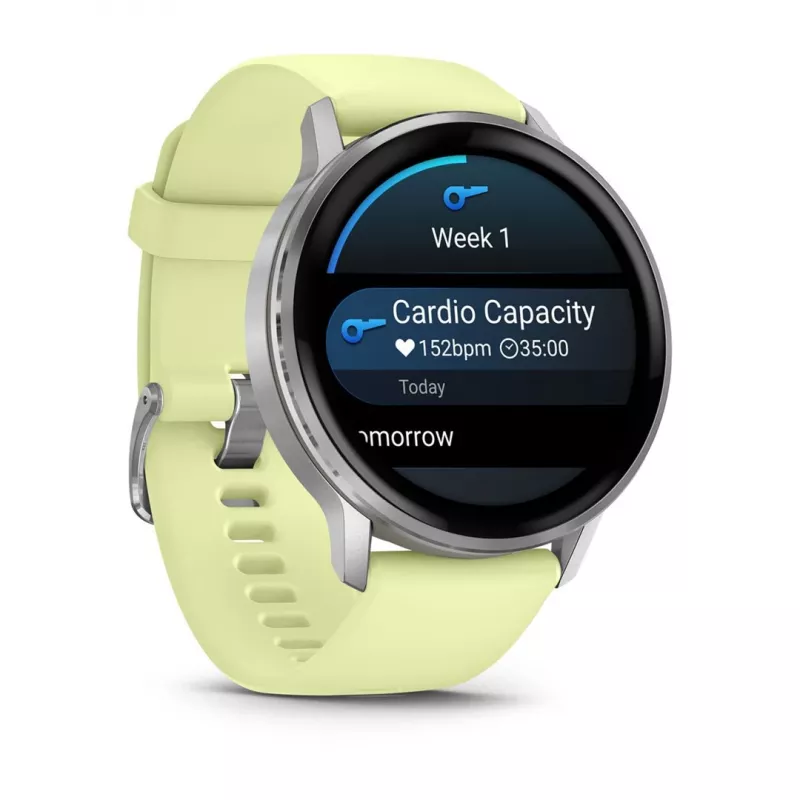Garmin Venu 4 45 mm 010-03014-02 smartwatch, prateado com bracelete de silicone cor de limão