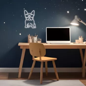 Luz néon MANTA Manta SNL66WH French Bulldog White — letreiro de néon LED decorativo em forma de buldogue francês