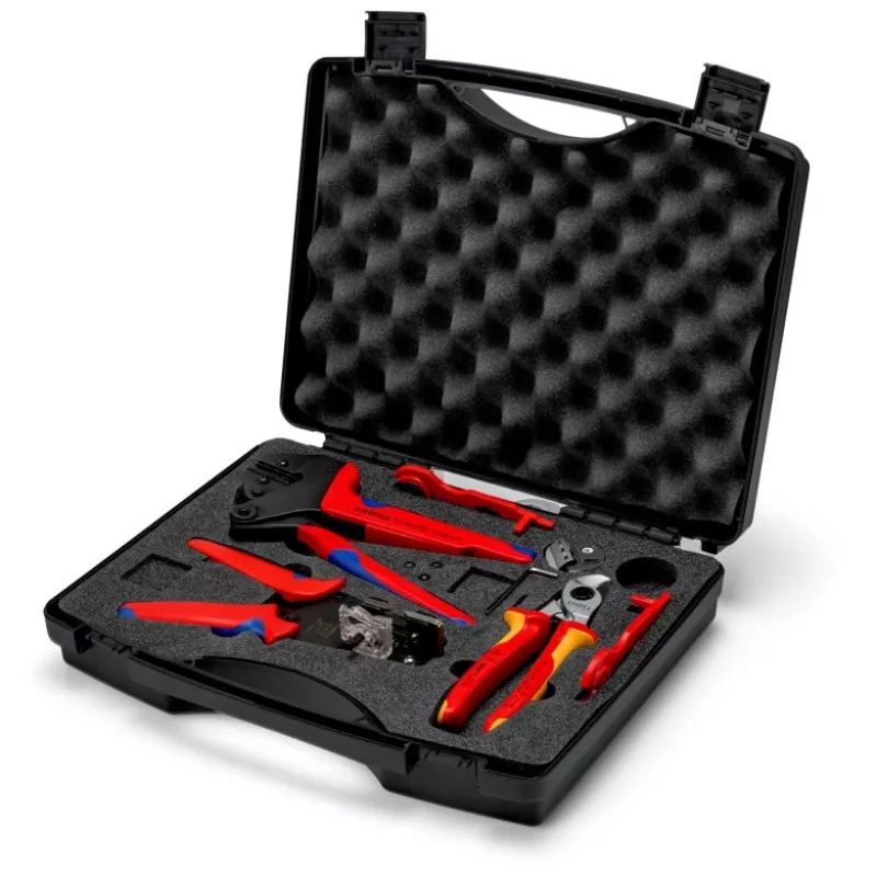 Conjunto de alicates de cravar Knipex 97 91 04 V01 cinzento laranja vermelho 5 peças