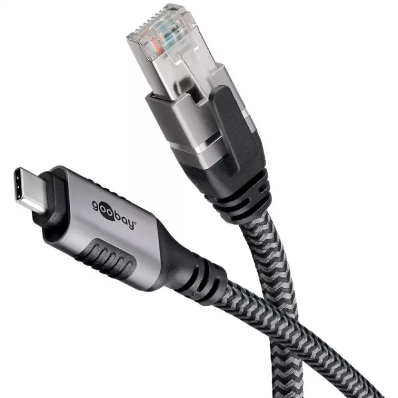 Goobay 70755 cabo USB-C para RJ45 Ethernet CAT 6 para ligação à Internet com fios estável com router/modem/switch de rede/substitui adaptador USB para RJ45 / 1