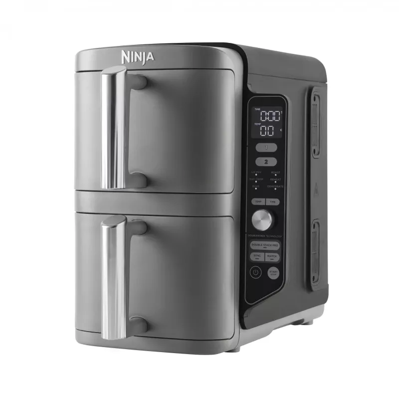 Ninja SL400EU Fritadeira dupla 9,5 L 2470 W fritadeira de ar quente preta, cinzenta