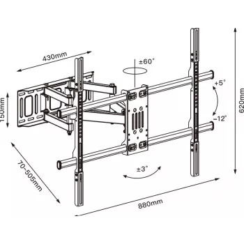 Suporte de TV TB TB-854 para televisores até 100 polegadas, máx. 65 kg, VESA 800×600
