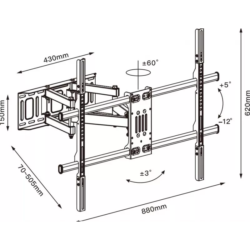 Suporte de TV TB TB-854 para televisores até 100 polegadas, máx. 65 kg, VESA 800×600