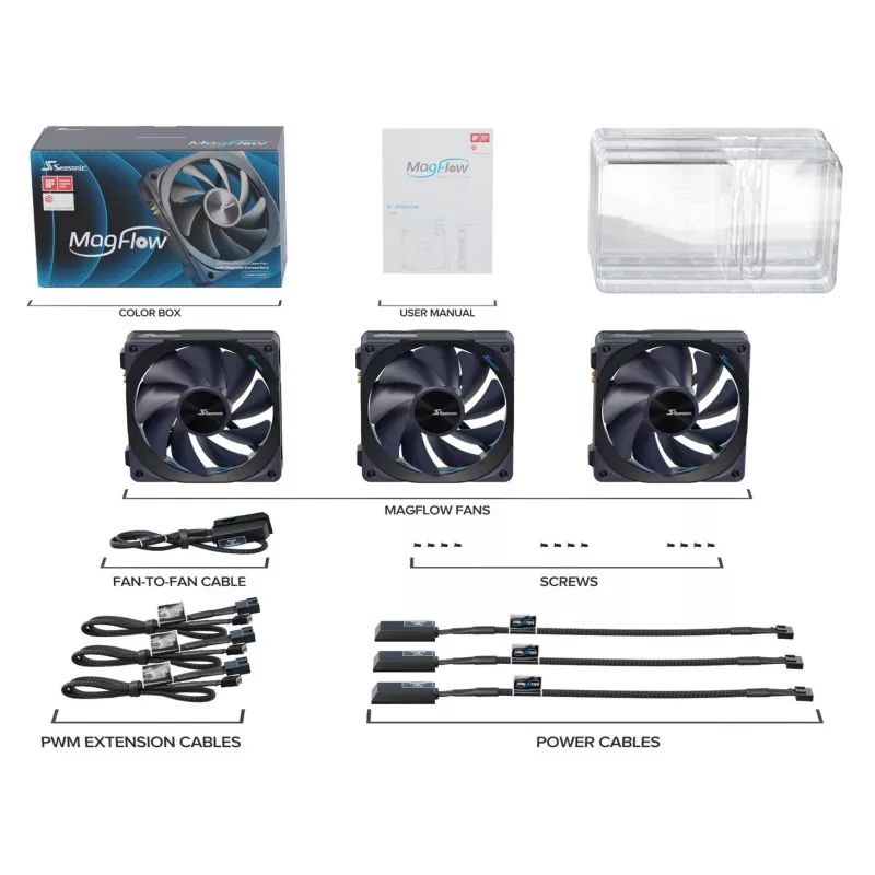 Kit de 1 ventoinha Seasonic MagFlow para caixa de computador 12 cm preto 1 unid.