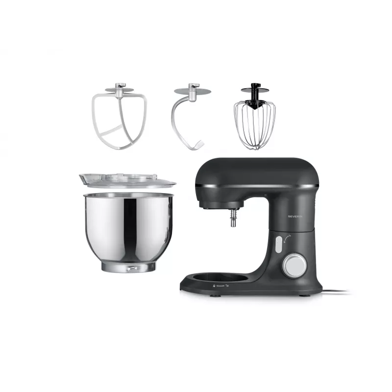 Robot de cozinha SEVERIN KM 3899 — 1200 W, tigela de aço inoxidável de 5,3 l, Preto