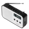 Adler AD 1907 rádio digital PLL, AM/FM, 40 estações pré-definidas, alarme com soneca, USB-C, bateria recarregável integrada, ficha de 3,5 mm, branco/preto