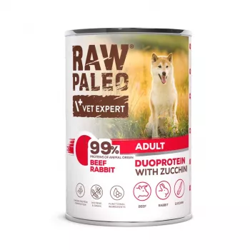 VETEXPERT RAW PALEO Duoprotein Beef & Rabbit Adult alimento húmido para cães 400 g