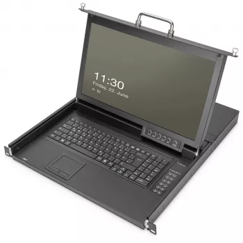 Consola KVM Digitus 17 polegadas HD LCD 16 portas HDMI teclado alemão