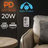 Power Splitter MACLEAN MCE249 F/W – 2 tomadas de rede (16A + 6A) e 4x USB (2x A, 2x C PD 20W)