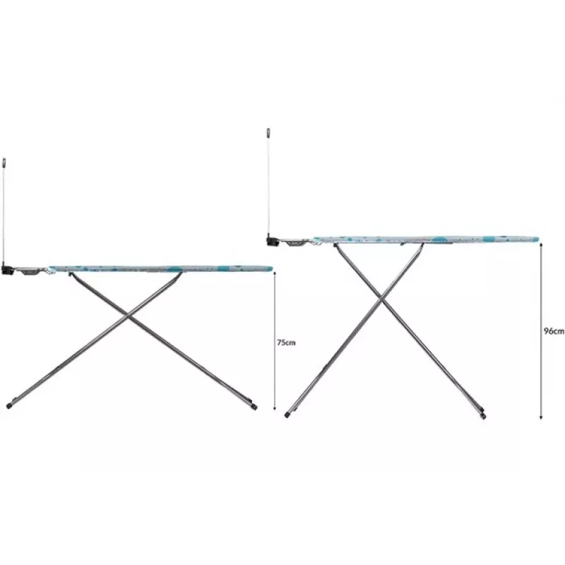 Tábua de passar a ferro tamanho grande Vileda 163316 — tábua 1200x380 mm, altura ajustável 75–96 cm, pernas em aço inoxidável, apoio para ferro