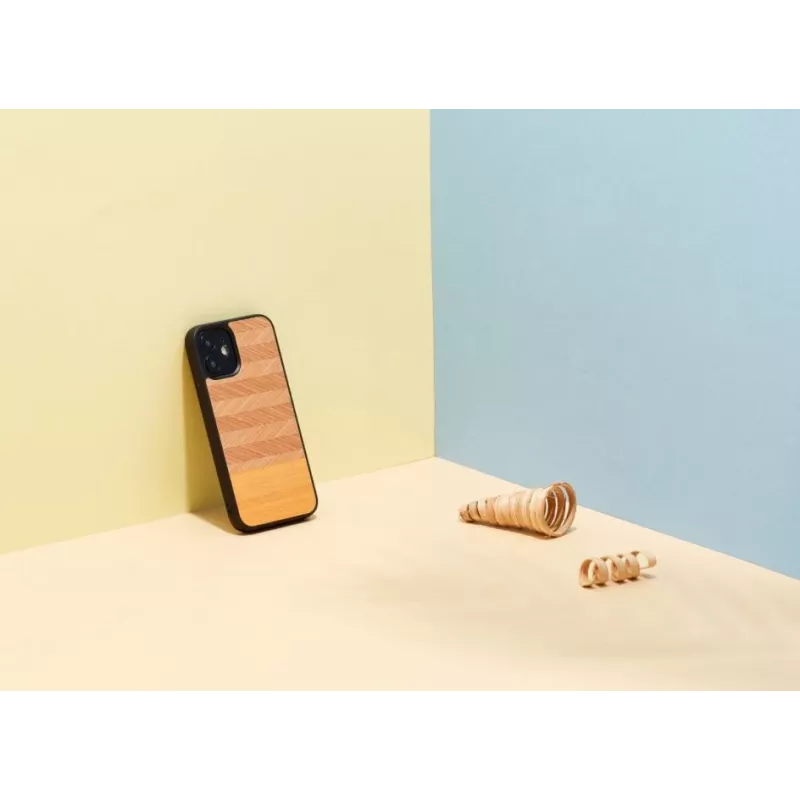 Capa para telemóvel Man and Wood para iPhone 12 mini, espinha de peixe arancia preto