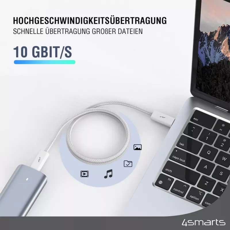 4smarts 540959. Comprimento do cabo: 1,5 m, Ligação 1: USB C, Ligação 2: USB C, Versão USB: USB 3.2 Gen 1 (3.1 Gen 1), Taxa máxima de transferência de dados: 100