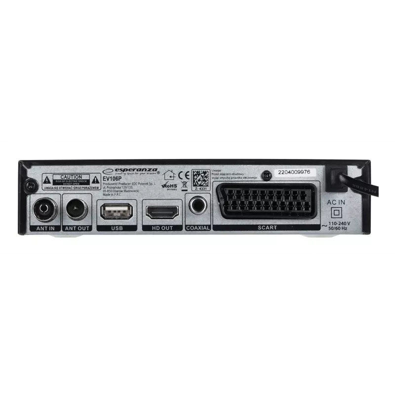 Descodificador Sintonizador TV DVB-T2 Hevc H.265 Cabo HDMI