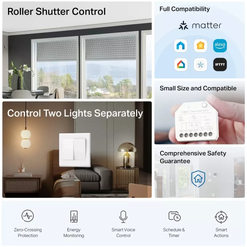 Módulo de interruptor inteligente TP-Link, atuador de comutação, 7 canais, 2400 MHz, Branco, AC, 150 W