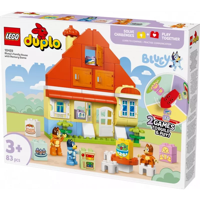 Brinquedo de construção LEGO Bluey Casa da Família com Jogo de Memória 10459 — 83 peças, 3 minifiguras, idade 3+