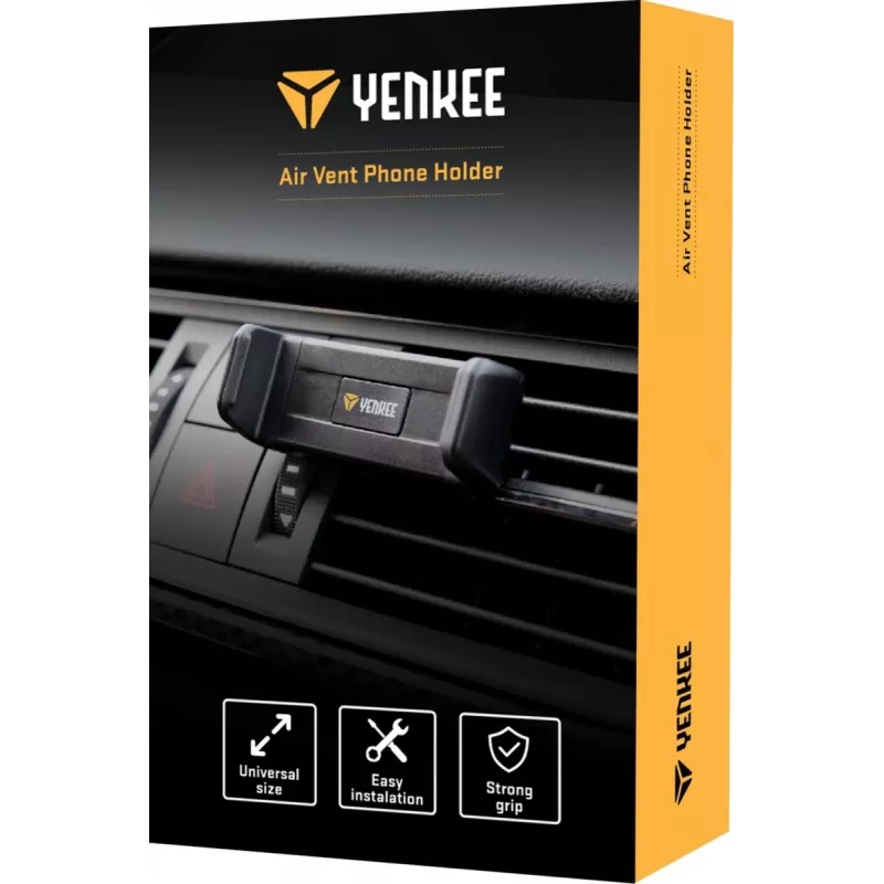Suporte de telemóvel para automóvel YENKEE YSM 201BK — suporte para grelha de ventilação, ângulo ajustável, preto, adequado para telefones até 6,5 polegadas, 50–85 mm