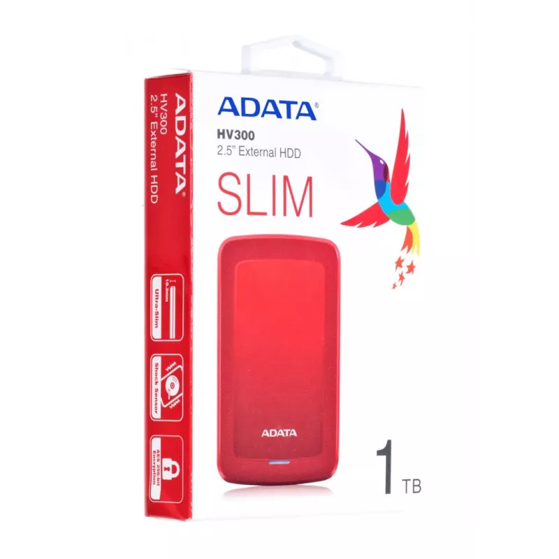 Disco externo ADATA HV300 1 TB 2,5 polegadas USB 3.2 Gen 1 (3.1 Gen 1) vermelho