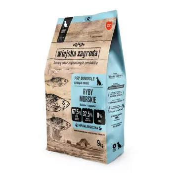 Comida seca para cães wiejskazagroda Sea Fish Crunchy M 9 kg — Manutenção Adult, sabor a peixe, 32 % de proteína, 21 % de gordura