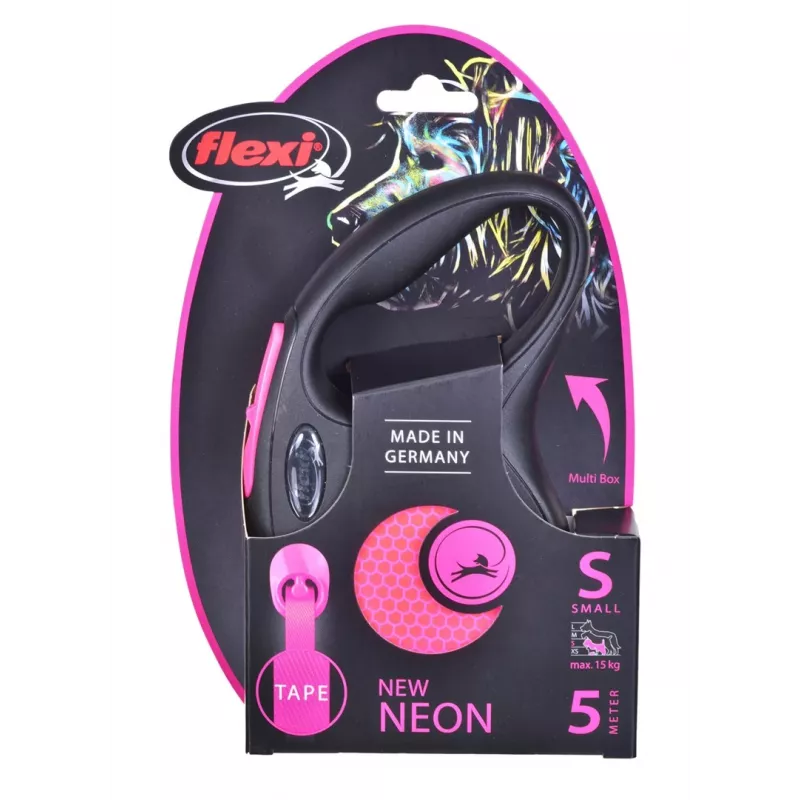 Flexi New Neon S 5 m Trela retrátil para cães