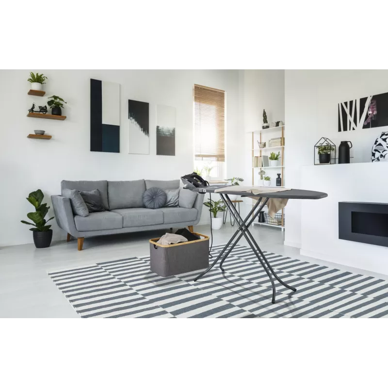 Leifheit Classic M Black 72486 tábua de engomar de tamanho normal, 120 x 38 cm, altura 69–88 cm, preta
