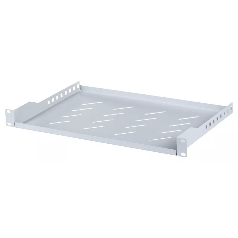 Prateleira para rack LANBERG AK-1004-S — 1U 19 polegadas cinzento, 483 mm de largura, 300 mm de profundidade, capacidade 25 kg