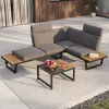 Conjunto de lounge de jardim de canto ou 2 sofás + mesa NUVIO cinzento