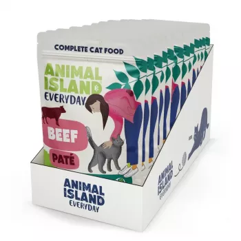 ANIMAL ISLAND patê de carne de vaca sacos para gatos 12x100g