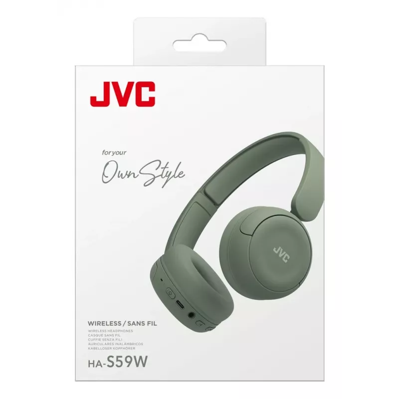 Headset JVC HA-S59W com fios e sem fios arco de cabeça música/dia a dia USB Type-C Bluetooth verde